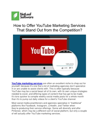 How to Offer YouTube Marketing Services That Stand Out from the Competition?