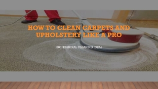 How to clean carpets and upholstery like a Pro