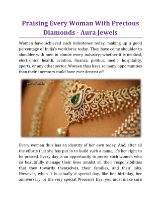 Praising Every Woman With Precious Diamonds - Aura Jewels