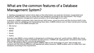 Common Features Of Database Management System