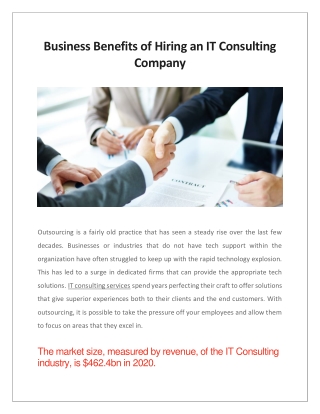 Business Benefits of Hiring an IT Consulting Company