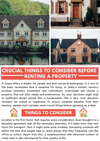 Crucial Things to Consider Before Renting a Property