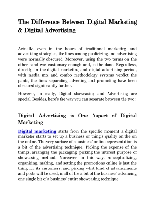 The Difference Between Digital Marketing & Digital Advertising