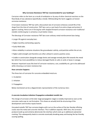 Why Corrosion Resistance TMT bar recommended for your buildings?