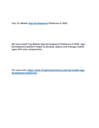 Top 15  Mobile App Development Platforms in 2020