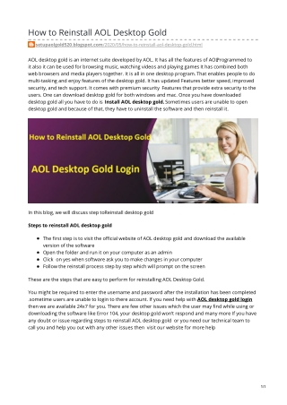 How to Reinstall AOL Desktop Gold