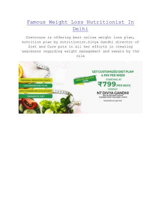 famous weight loss nutritionist in delhi