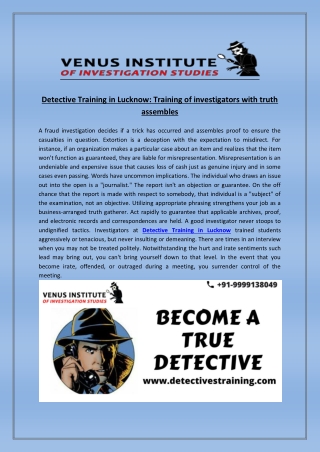 Detective training in lucknow training of investigators with truth assembles