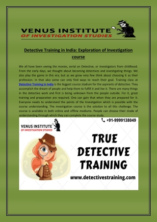 Detective training in india exploration of investigation course