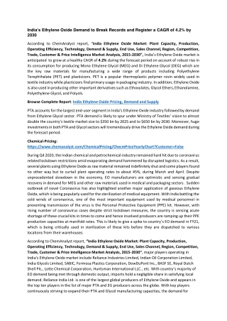 India Ethylene Oxide News and Analysis 2030
