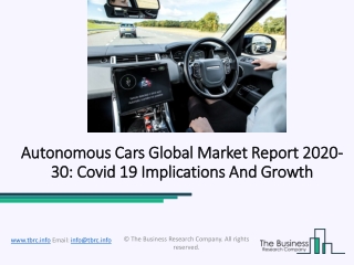 Autonomous Cars Market With Eminent Key Players And Future Outlook 2020