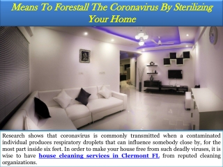 Means To Forestall The Coronavirus By Sterilizing Your Home