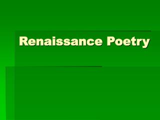 Renaissance Poetry