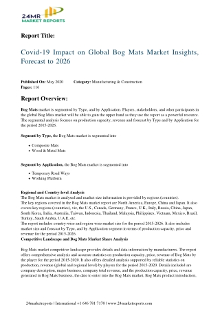 Bog Mats Market Insights, Forecast to 2026