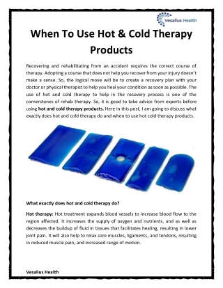 When To Use Hot & Cold Therapy Products