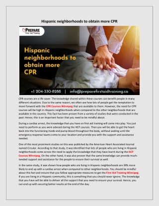 Hispanic neighborhoods to obtain more CPR