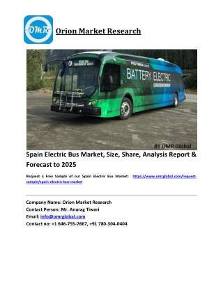 Spain Electric Bus Market Growth, Size, Share, Industry Report and Forecast 2019-2025