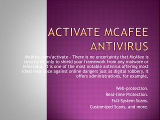 McAfee.com/Activate Activate McAfee Antivirus