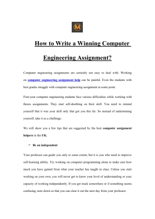 How to Write a Winning Computer Engineering Assignment?