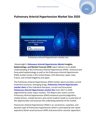 Pulmonary Arterial Hypertension treatment market 2020