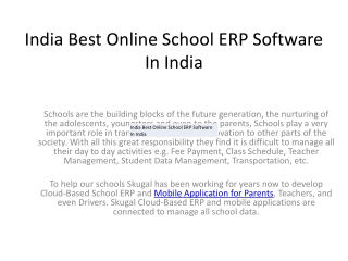 India Best Online School ERP Software In India