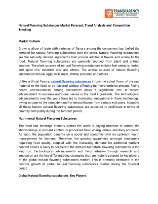 Natural Flavoring Substances Market Forecast, Trend Analysis and Competition Tracking