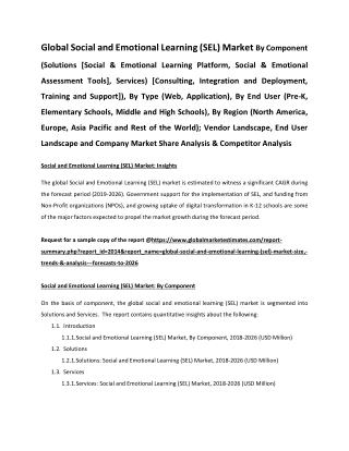 Global Social and Emotional Learning (SEL) Market Size, Trends & Analysis - Forecasts To 2026