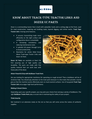 Know About Track-type Tractor Links and Dozer UC Parts