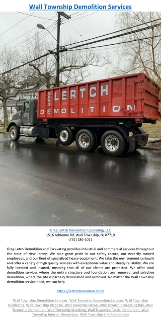 Wall Township Demolition Services