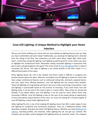 Cove LED Lighting: A Unique Method to Highlight your Home Interiors
