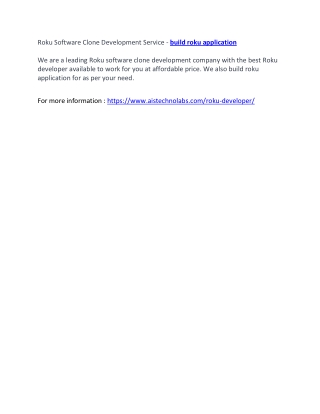 Roku Software Clone Development Service - build roku application