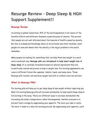 Resurge Reviews - Does Resurge Deep Sleep Pills Really