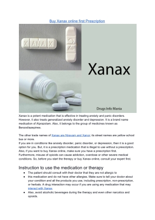 Buy Xanax online first Prescription