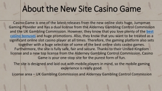Casino Game - Best New Slots Site UK - Win Up to 500 Free Spins