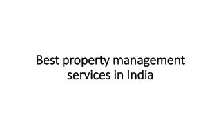 Best property management services in India