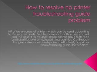 How to resolve hp printer troubleshooting guide problem