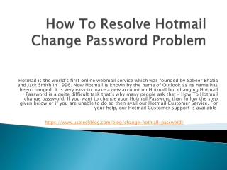 Fix how to change hotmail password issue