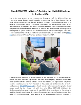 Gilead COMPASS Initiative®: Tackling the HIV/AIDS Epidemic in Southern USA