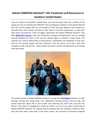 Gilead COMPASS Initiative®: HIV Treatment and Resources in Southern United States