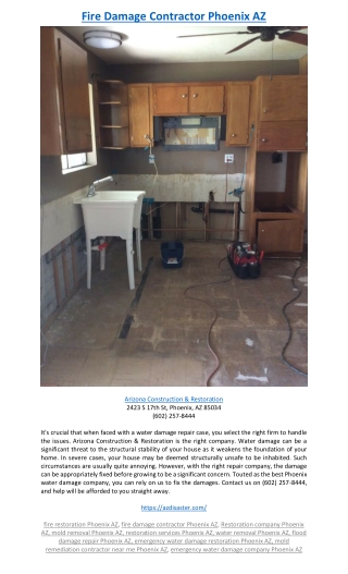 Fire Damage Contractor Phoenix AZ