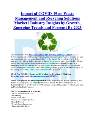 Impact of COVID-19 on Waste Management And Recycling Solutions | Research Trades