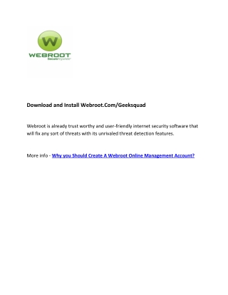 Download and Install Webroot.Com/Geeksquad