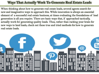 Ways That Actually Work To Generate Real Estate Leads