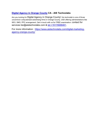 Advanced Marketing Agency Orange County CA - AIS Technolabs