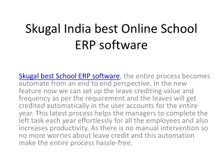 Skugal India best Online School ERP software