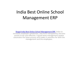 Skugal India Best Online School Management ERP