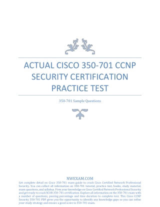Actual Cisco 350-701 CCNP Security Certification Practice Test