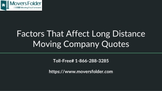 Long Distance Moving Company Quotes - Few Things to Know