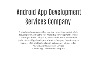 Android App Development Services Company in Noida, Delhi, NCR