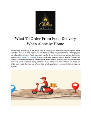 What To Order From Food Delivery When Alone At Home